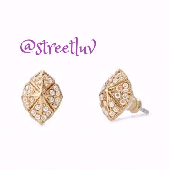 stella & dot ~ pave gold eden studs ~ retired - Picture 1 of 3